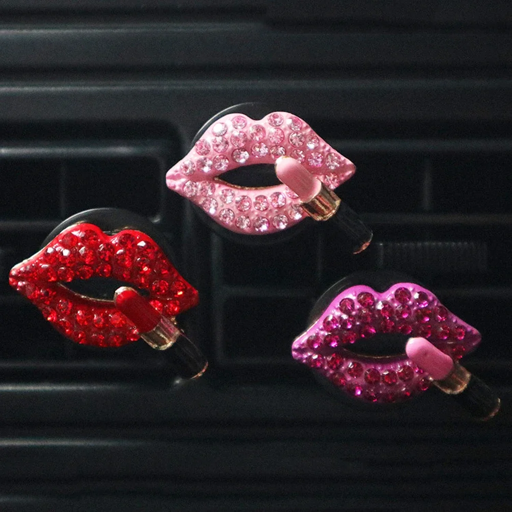 Car Air Outlet Aromatherapy Clip Diamond Red Lips Clips Perfume Clips Scent Aroma Air Freshener Clip Auto Interior Accessories