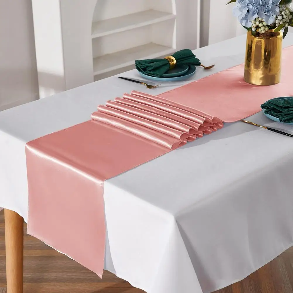 Satin Table Runner 108 X 12 Inch Wrinkle-Free Table Runner Tables Runner For Wedding Birthday Banquets Dining Table Decor
