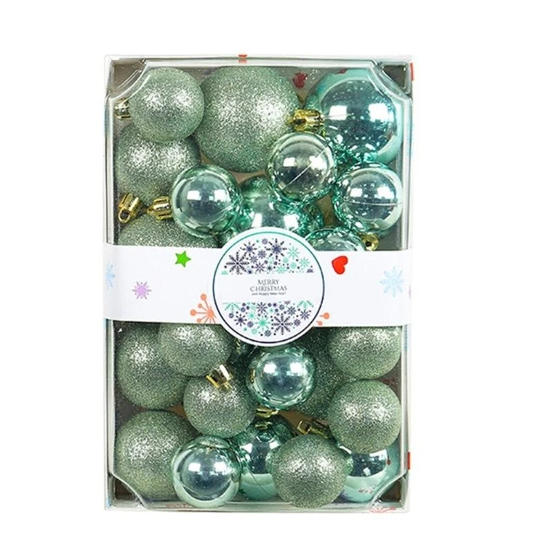 652F 26pcs Plastic Christmas Balls Ornament Glitter Ball Pendant Indoor New Year Christmas Tree Decor Christmas Decoration