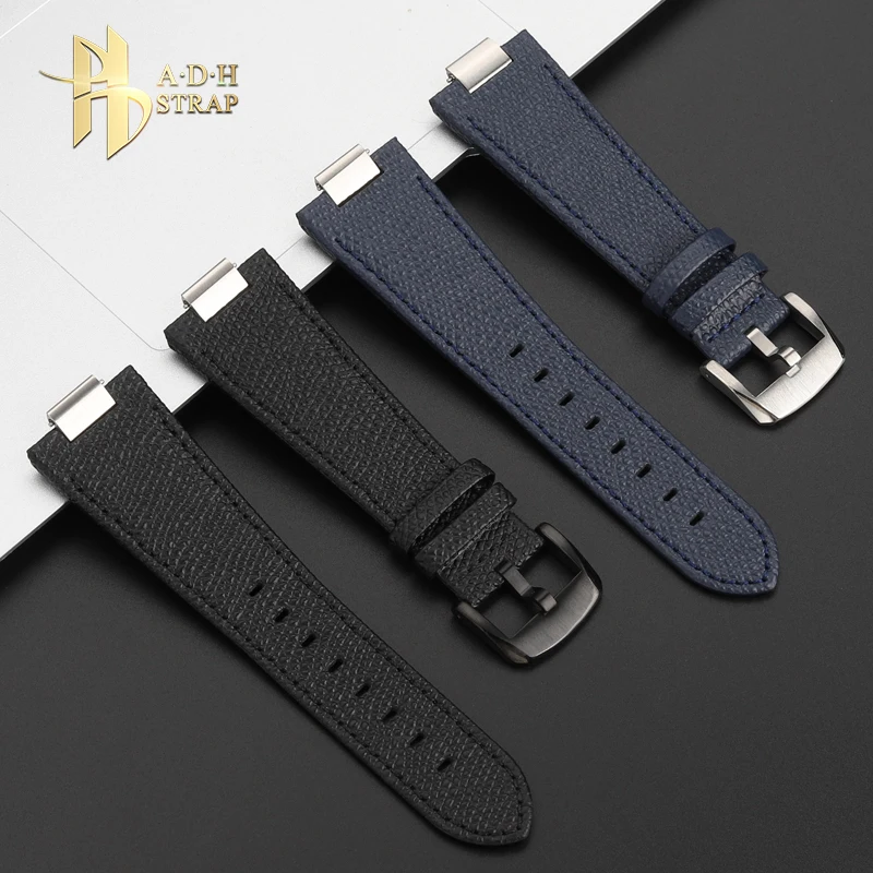 Correa de reloj de cuero genuino con estampado de lichi a la moda para Tissot 1853 PRX T137.410A T137.407A pulsera de cuero de vaca T137