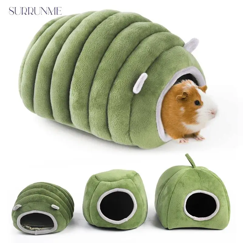 Surrunme Pet Cave Hamster Bed Super Warm Guinea Pig Cage House Cozy Hideout for Mini Hedgehog Bearded Rabbit Winter Pets Items