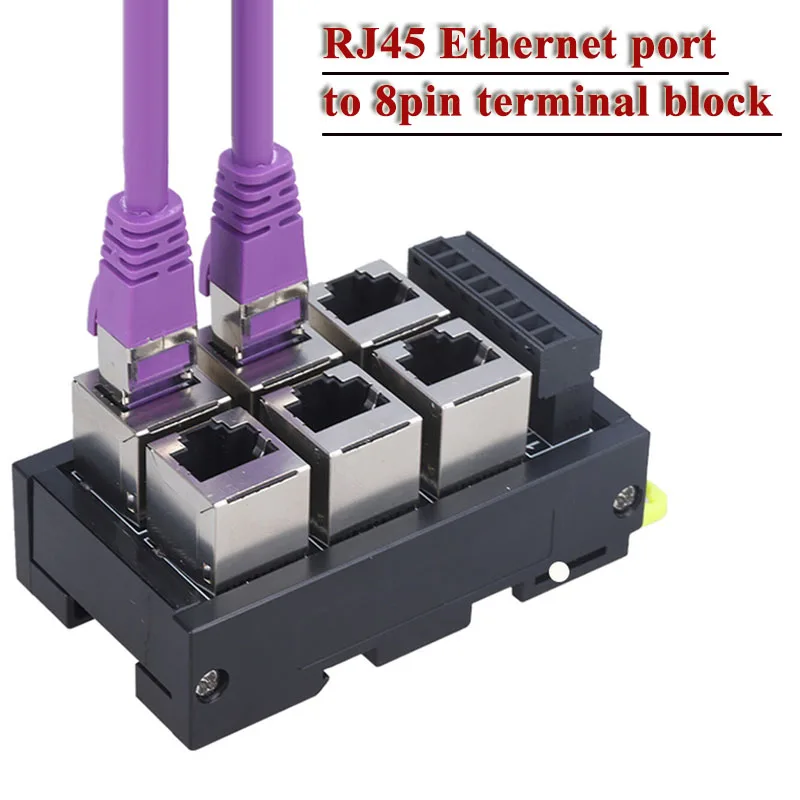 RJ45 Ethernet Port To 8Pin Terminal Block 8pin Wiring Terminal Crystal Head 2-6 Port RJ45 Socket Adapter Board Ethernet Hub