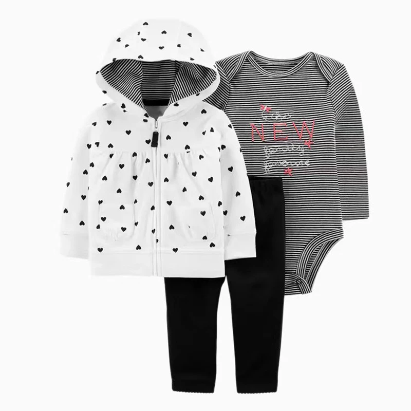 IYEAL 2024 New Cartoon Baby Fashion Children Newborn Sets for Baby Boy Girl Clothes Cotton Tops Jacket + Bodysuits + Pants 3PCS