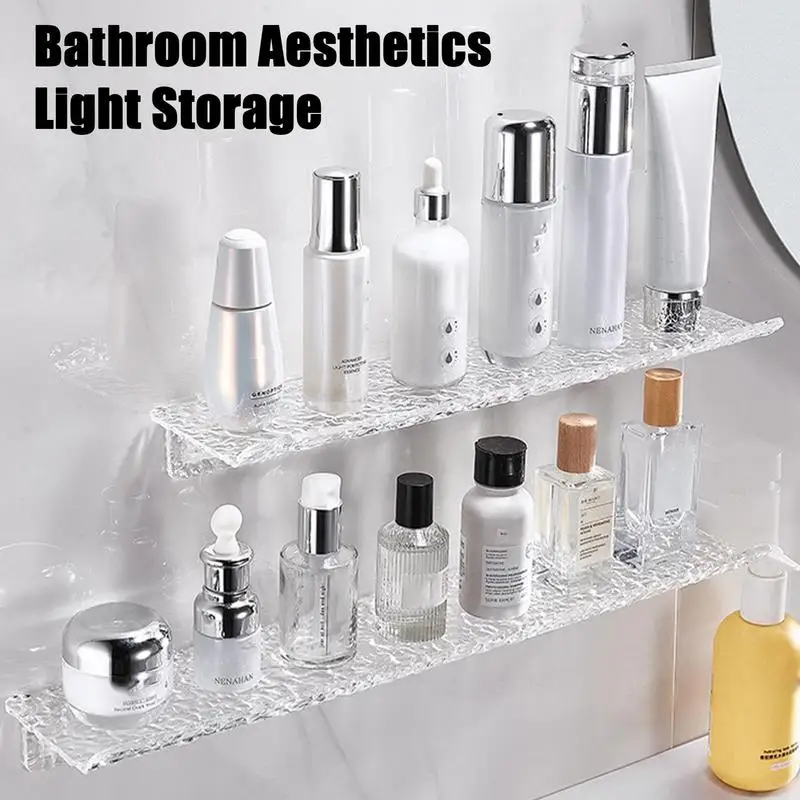 Floating Shelf Acrylic Soap Holder Multi-layer Storage Nail-free Installation Stable Load-bearing for Bathroom Wardrobe Storage