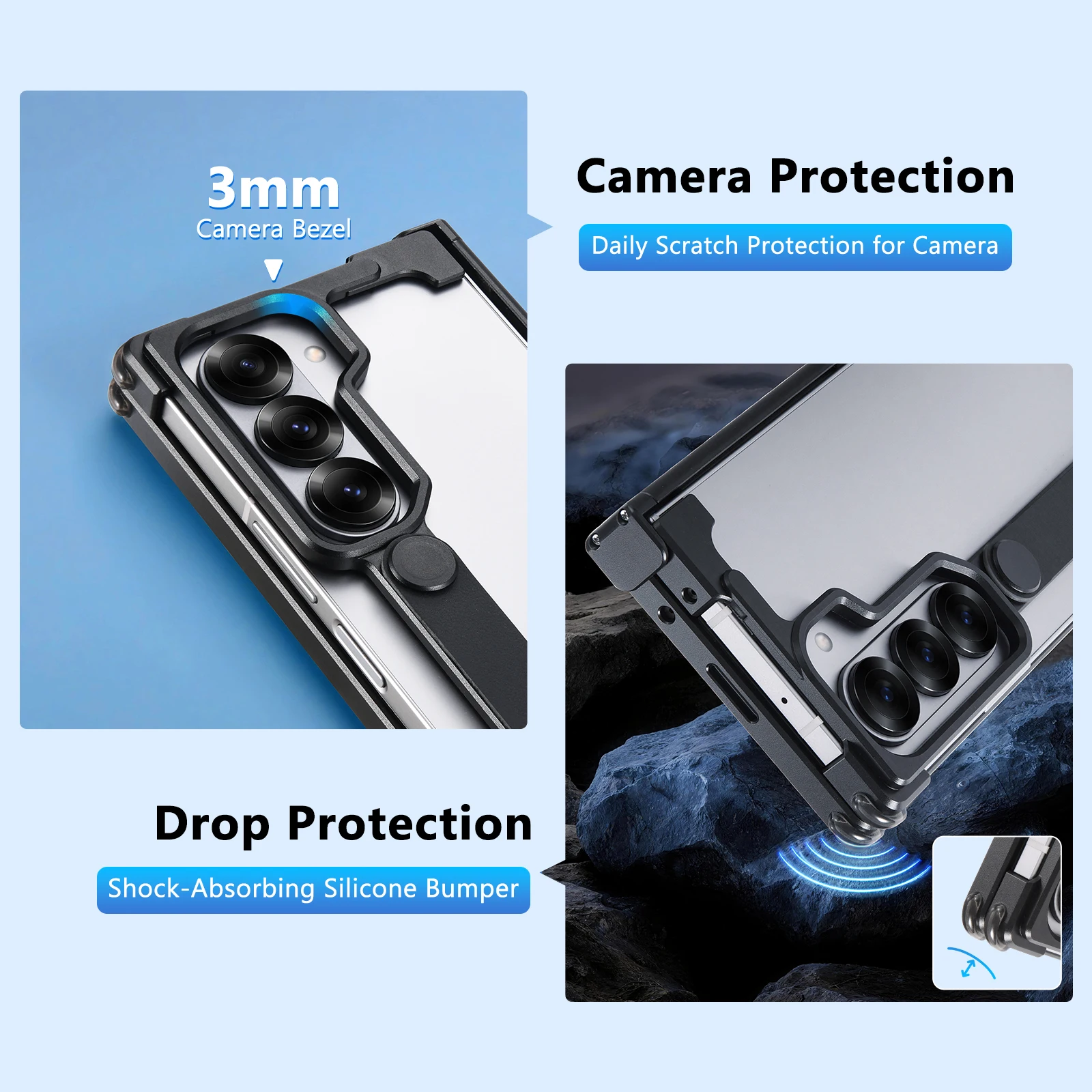 Oatsbasf Minimalistische Handyhülle für Samsung Galaxy Z Fold 6, mit Ständer, sicherer Griff, stoßfeste Fallschutz-Telefonabdeckung