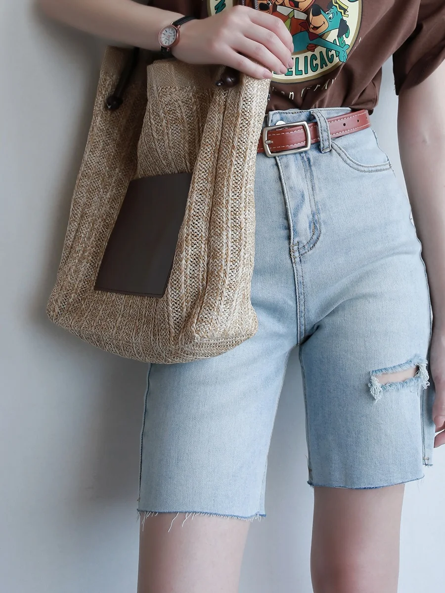 

Warmo Women's High Waist Wide Leg ort Jeans Ripped Soft Denim Summer Faion Slimming Casual Pants Vintage Waed