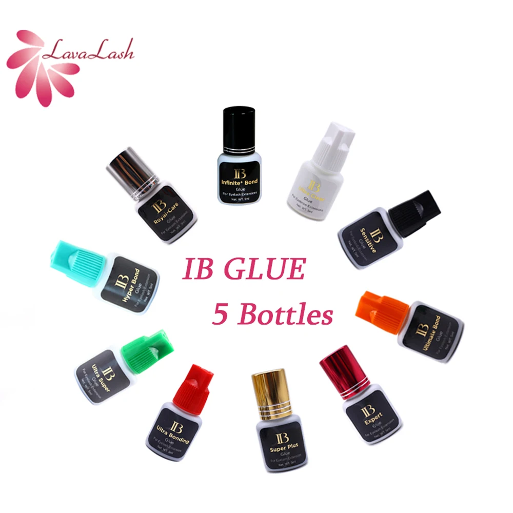 IB Glue Extra Strong Fast Drying Eyelash Extensions Glue 5ml Professional Lash Glue Great Retention No Irritation 5 Bottles