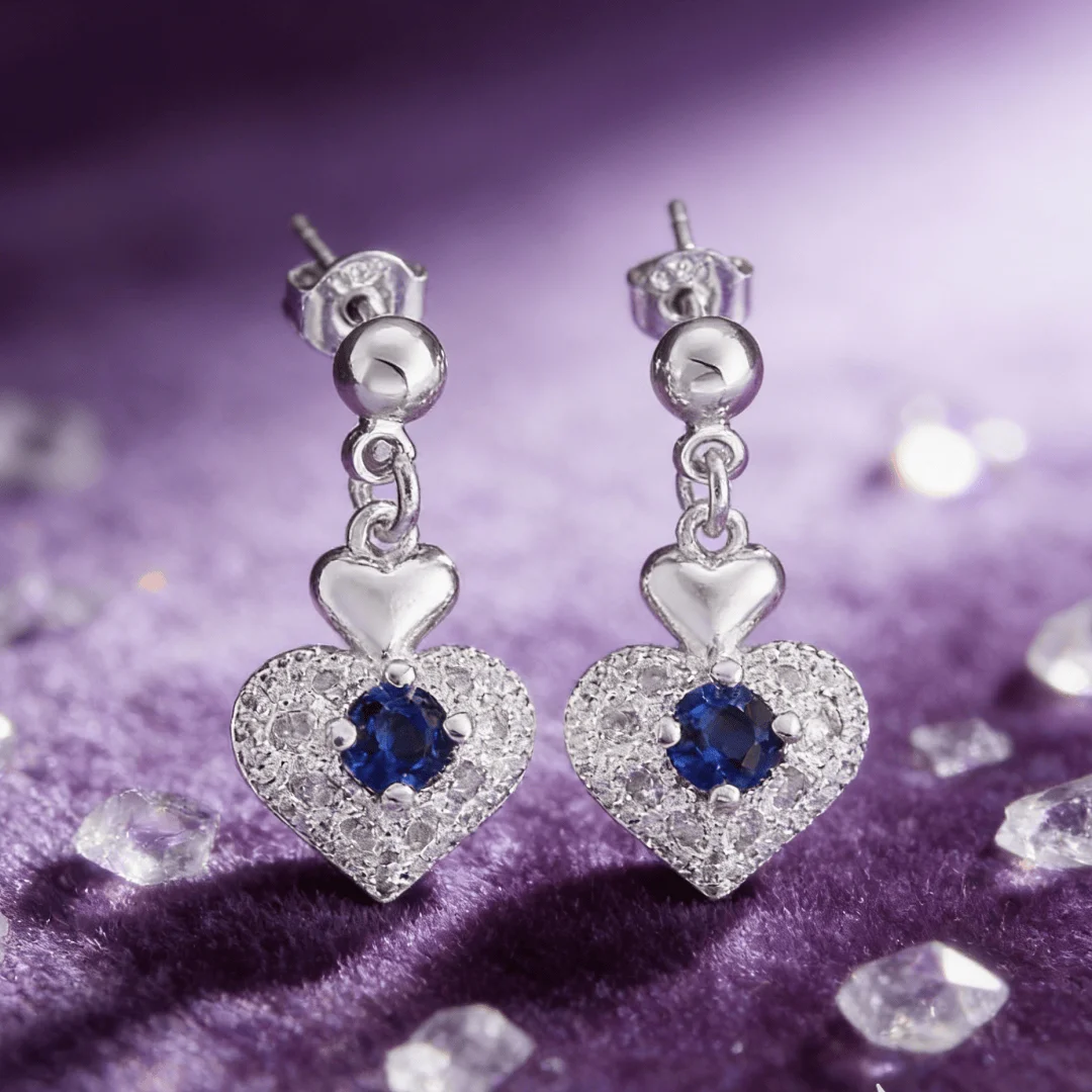 

Hot sales 925 Sterling Silver Luxury blue Zircon romantic heart Earrings for Women Fashion Party Wedding Jewelry holiday gifts