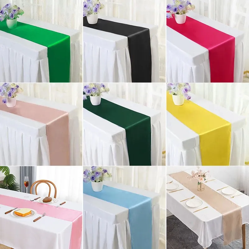 10pcs Satin Table Runner Wedding Decoration For Modern Birthday Party Hotel Show Banquet Luxury Design Nice Pattern Wholesale