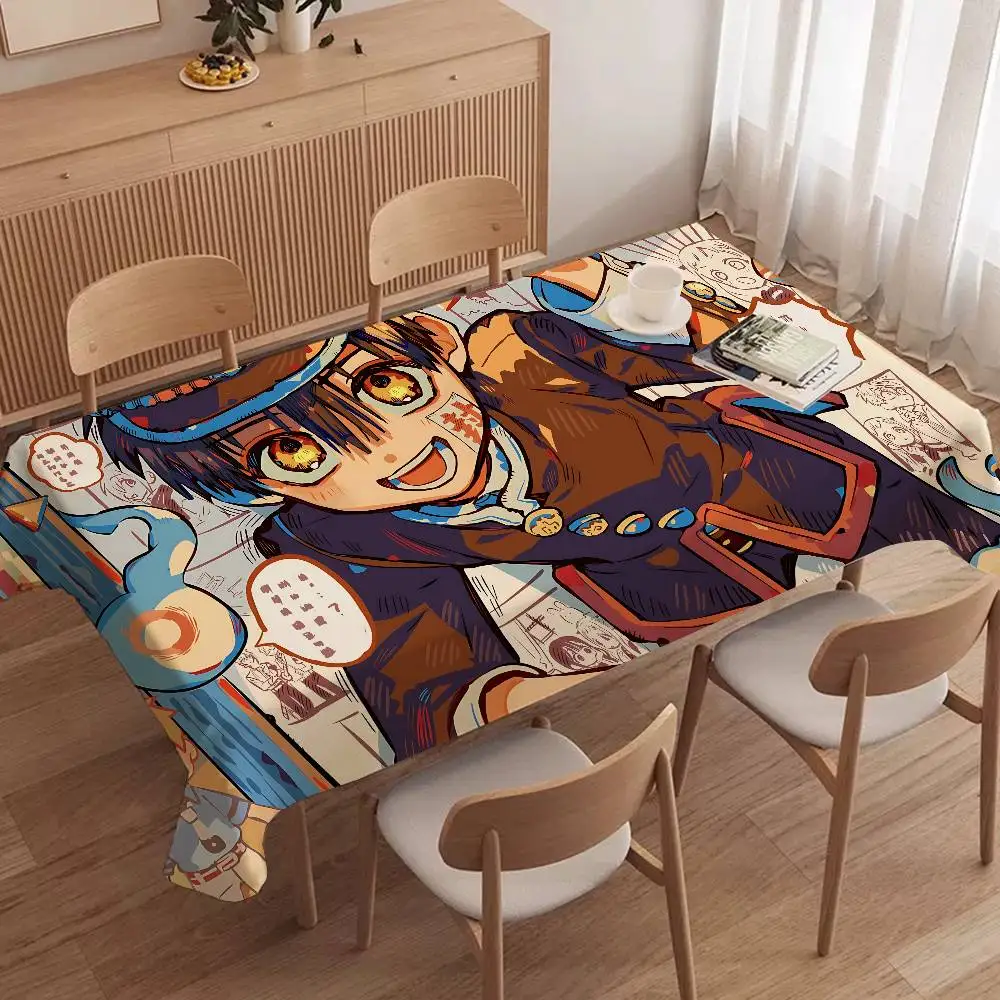 Anime T-Toilet Bound Hanako-kun Rectangle Tablecloths Printed Table Cloth for Farmhouse Holiday Wedding Party Dining Table Decor