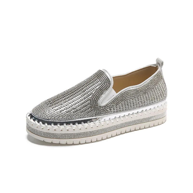 Bling Women Flat Loafers Woman Shinning Crystal Rhinestone Fisherman Shoes Female Autumn Platform Casual Shoe Slip on Mocassins