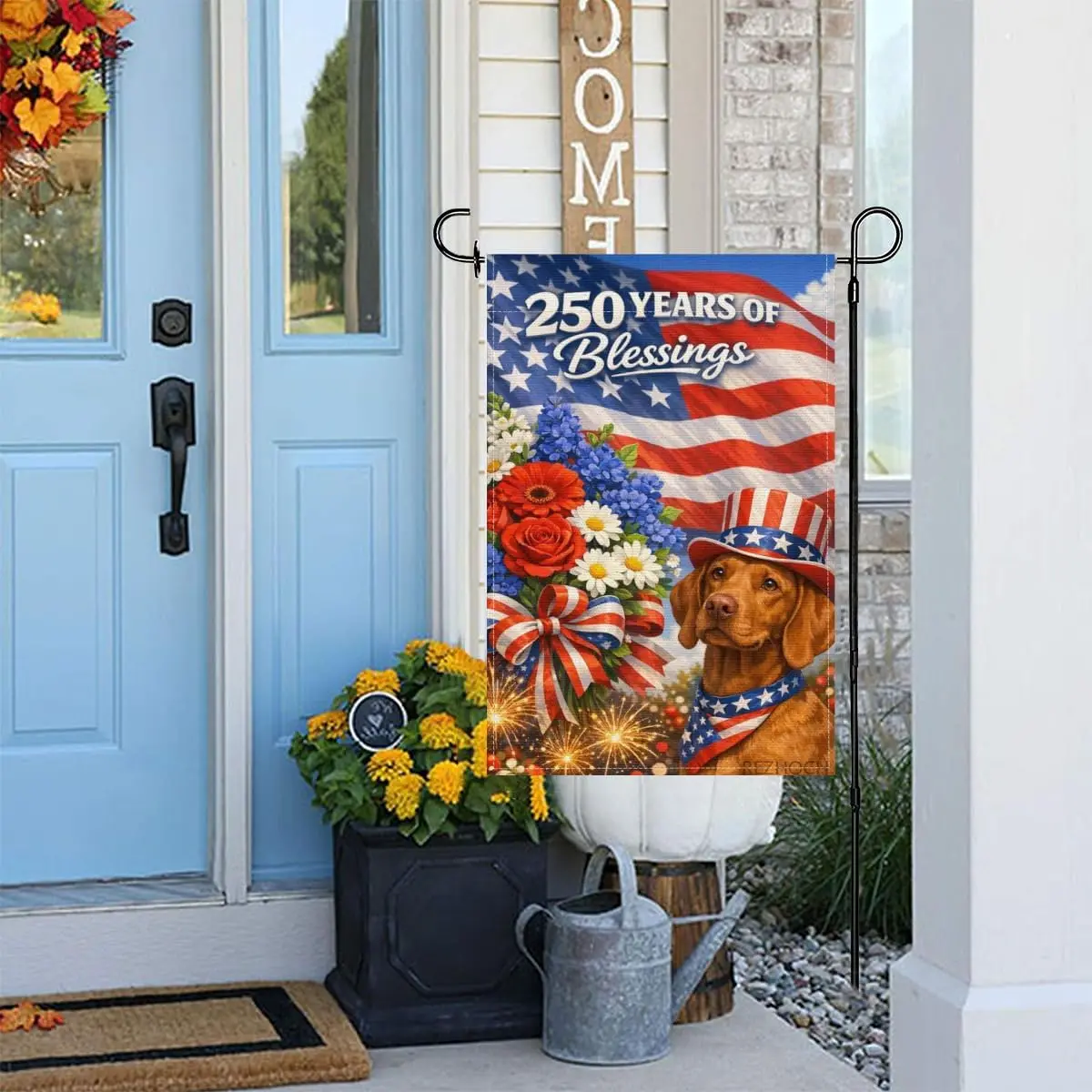 Blessings 250 Years America Garden Flag 12x18Inch,250 Anniversary USA Flag,Patriotic Vizsla Independence Day Outdoor Yard Po AAS