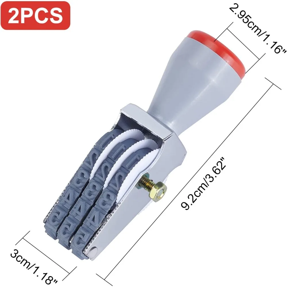 2 Pcs Rubber Number Roller Stamps 3 Digits Adjustable Personalized Symbol Stamps Date Stamp Rolling Wheel Stamp Multi-Function