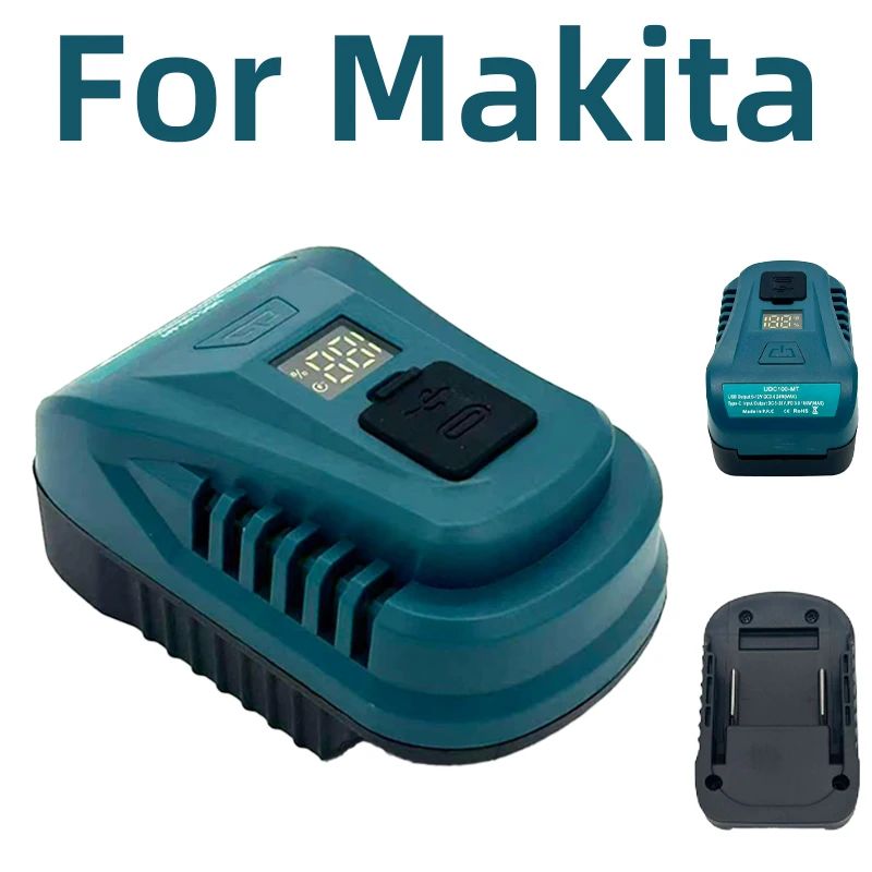 100W USB battery charger supports QC 3.0 and PD 3.0 charges smartphones and is compatible with for Makita 18V/20V batteries