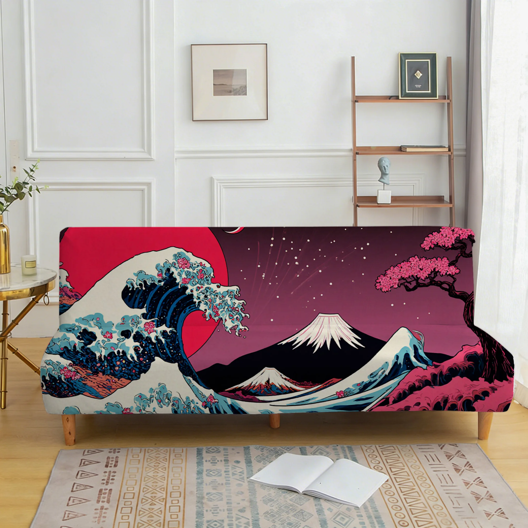 

Эластичное покрывало для дивана, чехол для дивана с принтом в стиле канагавского серфинга, универсальный эластичный нескользящий чехол для дивана.