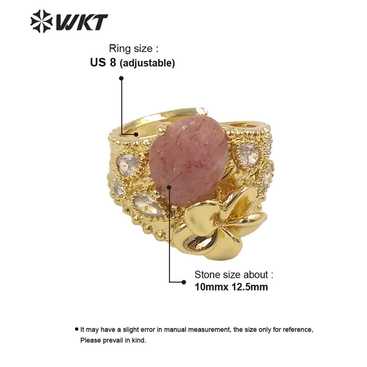 WT-R485 New Design Europe Fashion Gold Plated Prong Setting With Zircon Decorative Oval Sun Stone Party Ring