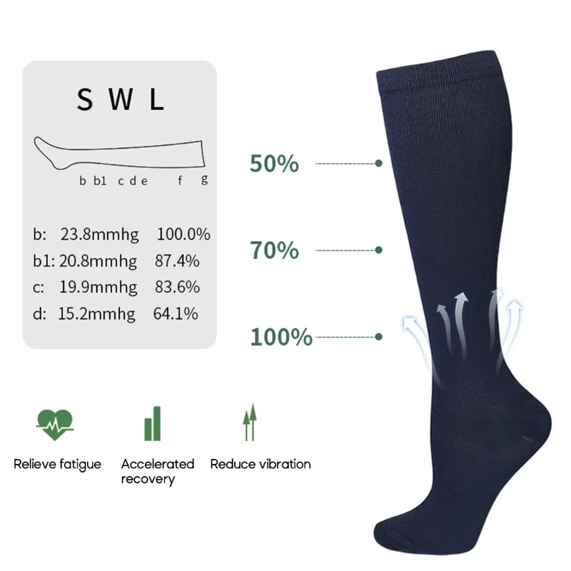 Calcetines compresión hasta rodilla, 2 pares calcetines compresión deportivos para mujeres y hombres