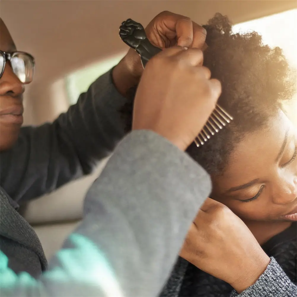 

Набор из 6 стальных расчесок-гребней для афро-причесок с ручками из АБС-пластика, портативные инструменты для укладки волос, расчески для афро-кос и кудрявых волос, парикмахерские инструменты