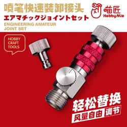 Hobby Mio Airbrush Quick Release Disconnect Coupling Adaptor (1/8'') With Air Flow Adjustment Control For Scale Model Modeler