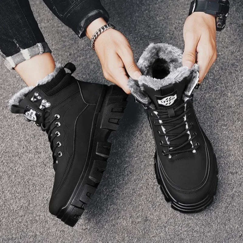 Warm Cold Proof Snow Boots for Men Outdoor Hiking High Top Winter Shoes Man Anti Slip Offer Sale Original Deals Waterproof Fur