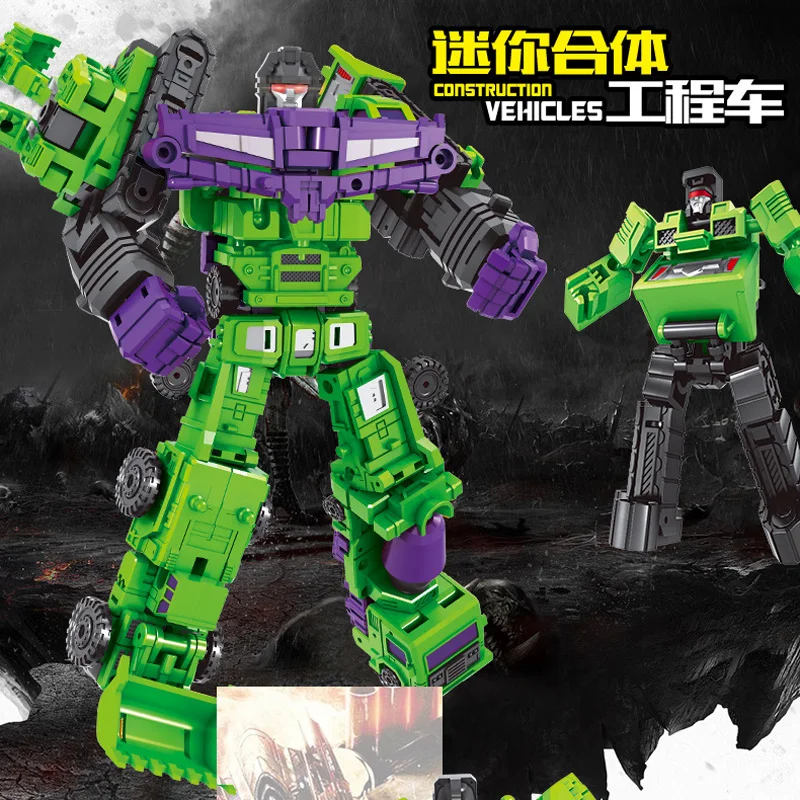 6 IN 1 Transformable Robot Model Dual Form Switch Engineering Vehicle Toy Set Children's Educational Toy Birthday Gift