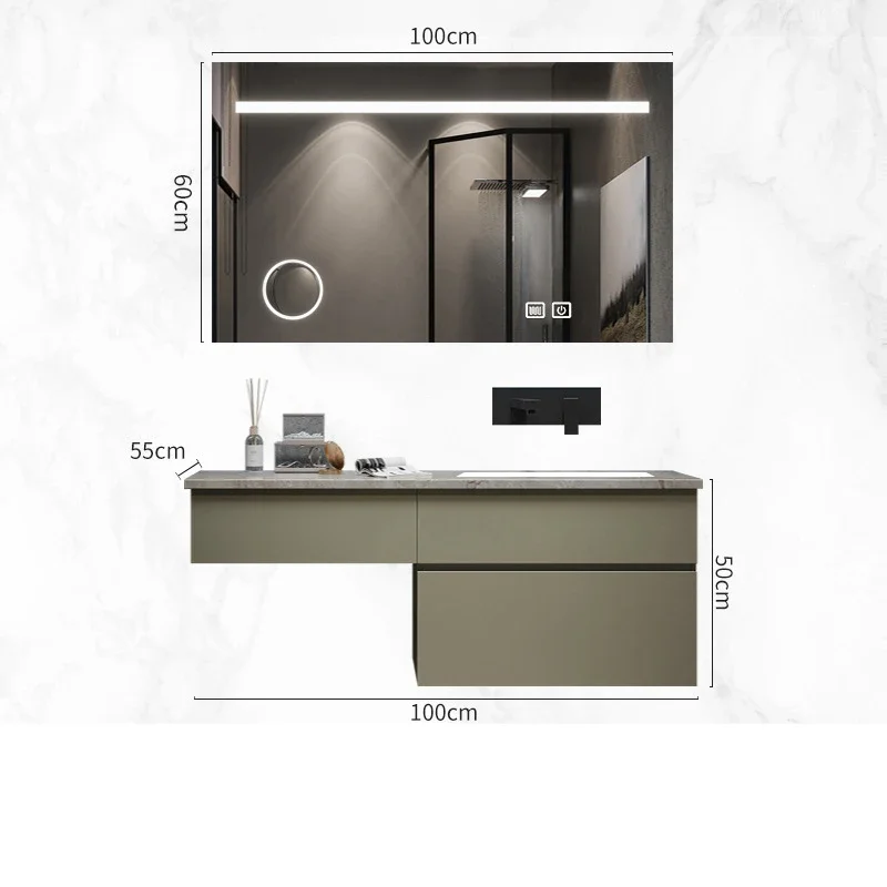 

Light luxury rock plate integrated basin, bathroom cabinet, simple combination, toilet wash stand, wash basin, dressing table