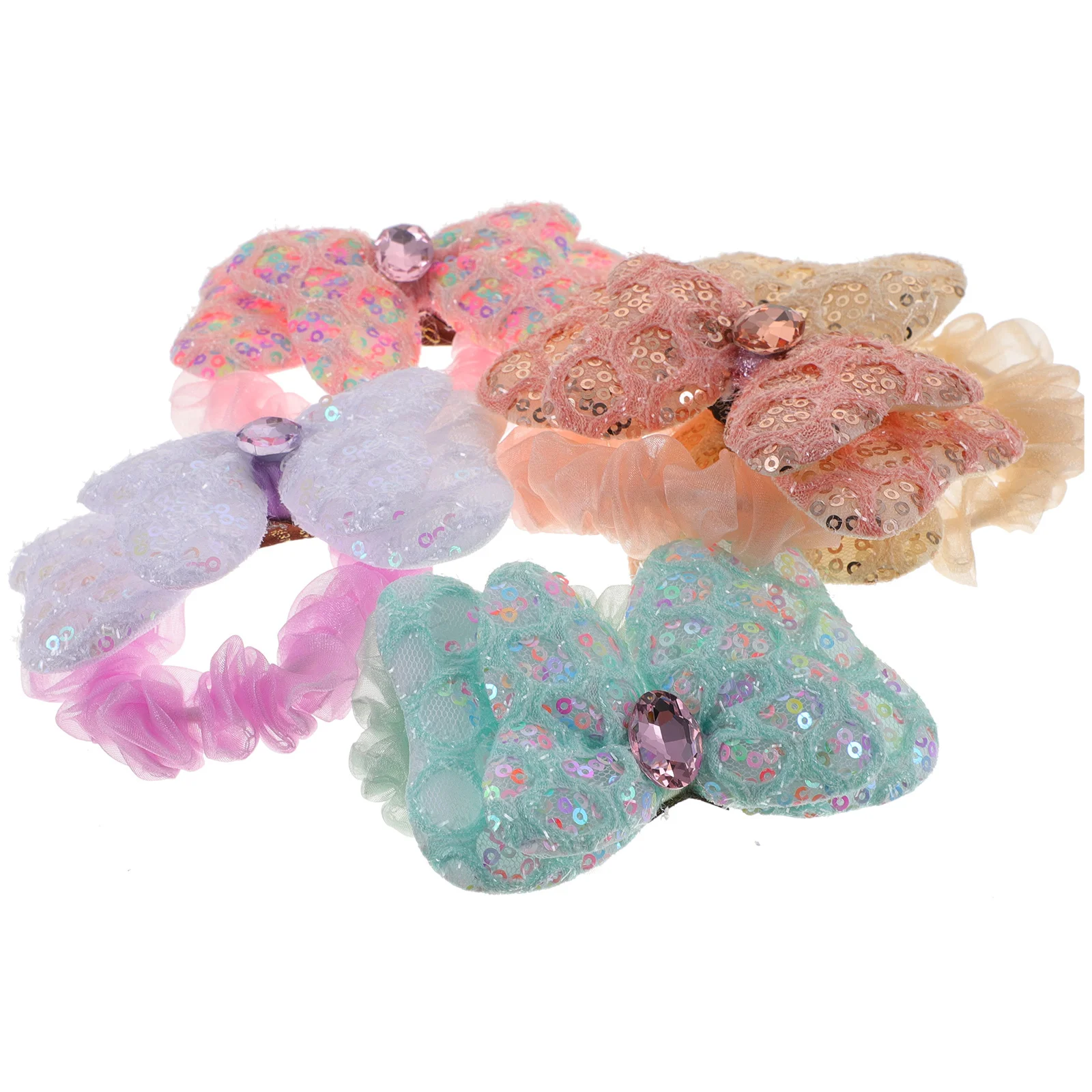 

5Pcs Elastic Bow Hair Ties Sequin Decor Bright Colors Cute Girls Ponytail Holders Toddler Hair Rope Cute Ponytail Holders