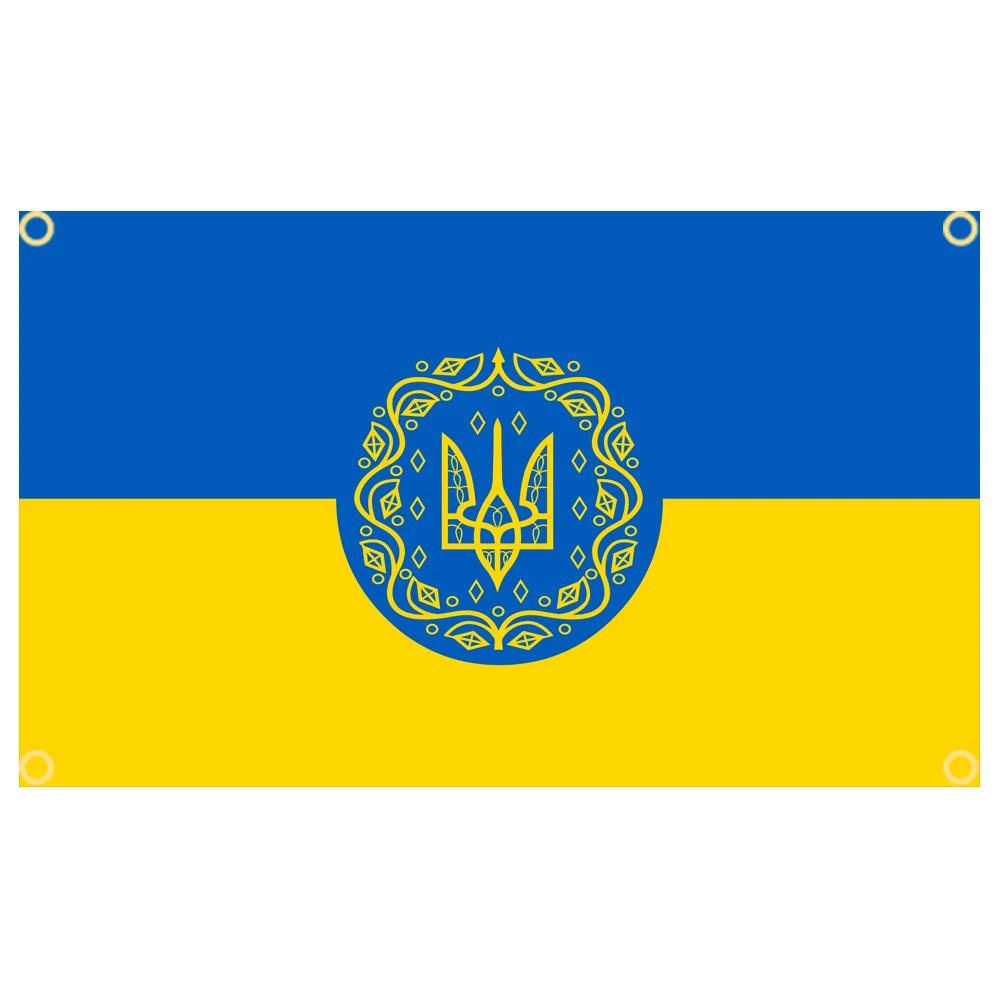 60 × 90 90x150 120 × 180CM Ukraine Ukr Ua godło flaga poliester z nadrukiem baner gobelin do dekoracji