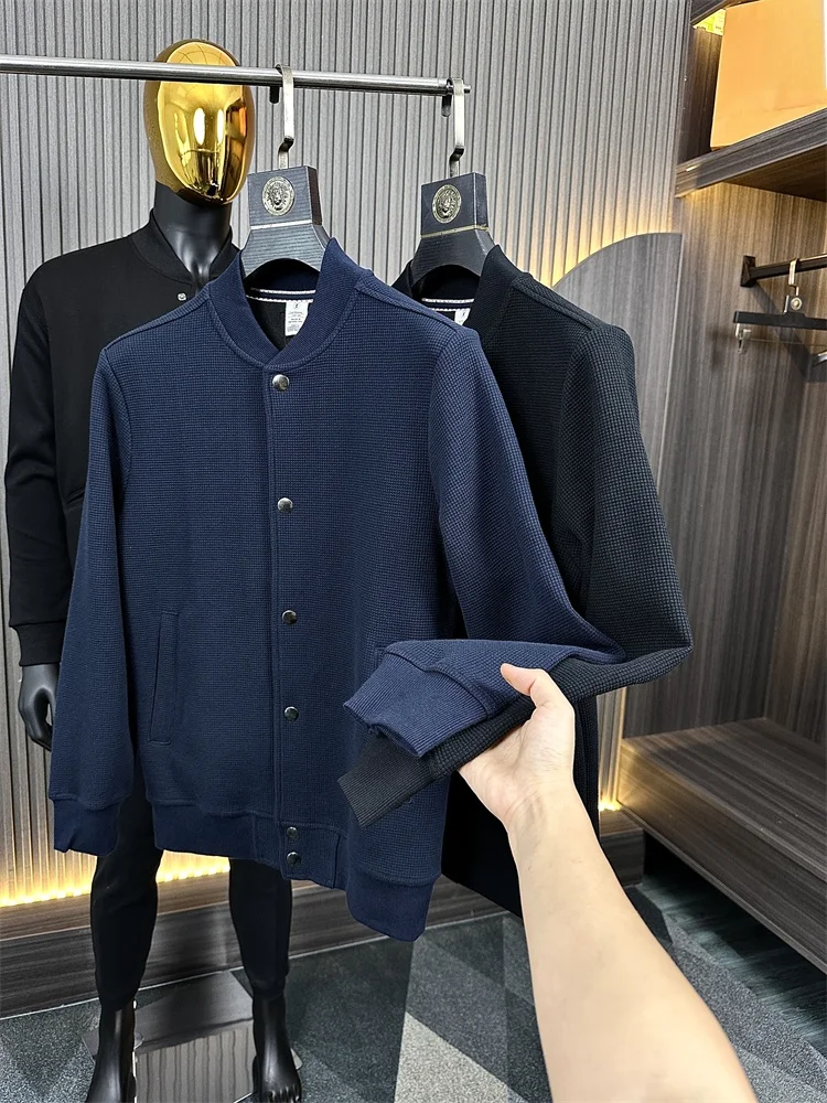 

Тяжелая мужская ткань с капюшоном, чистая цветная текстура, бейсбольный воротник, свободная куртка ODM Cany, новый продукт на осень