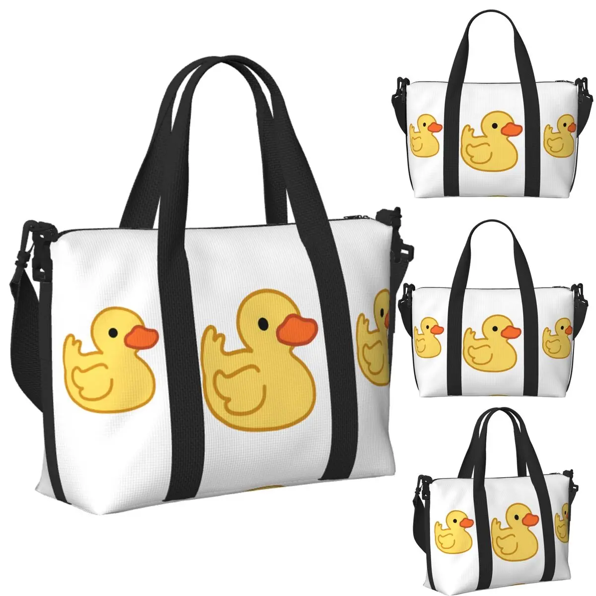 

Custom Cute Rubber Duck Beach Travel Bag Large Capacity Tote Bags for Gym Yoga Women Shopping Duffle Shoulder Bag