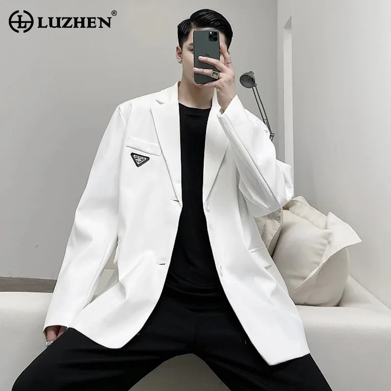 LUZHEN Fashion Elegant Casual Blazer Coat Men's Original Trendy Loose Suit Jacket Autumn Solid Color Clothing Outerwear LZ5208