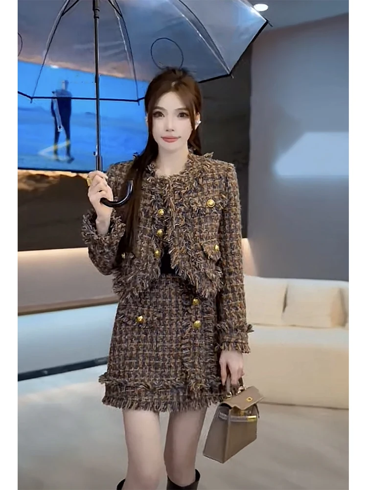 

UNXX Elegant Autumn Winter High-end Petite Set Dress Two-piece Women's Outfit Female Office Lady Clothing High Quality Fashion