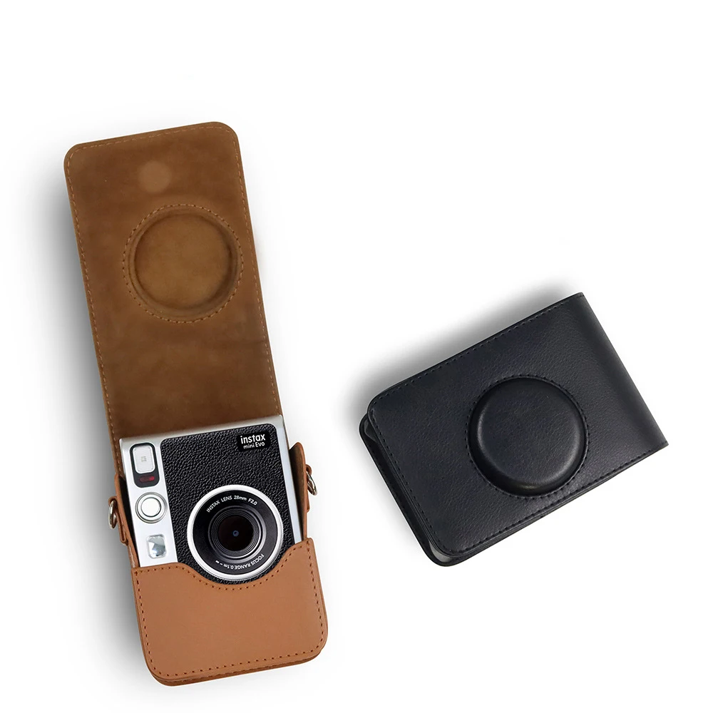 Nowy skórzany futerał torba ochronna z PVC do Fujifilm Instax Mini EVO na aparat fotograficzny z odpinany pasek na ramię — zdjęcie 3
