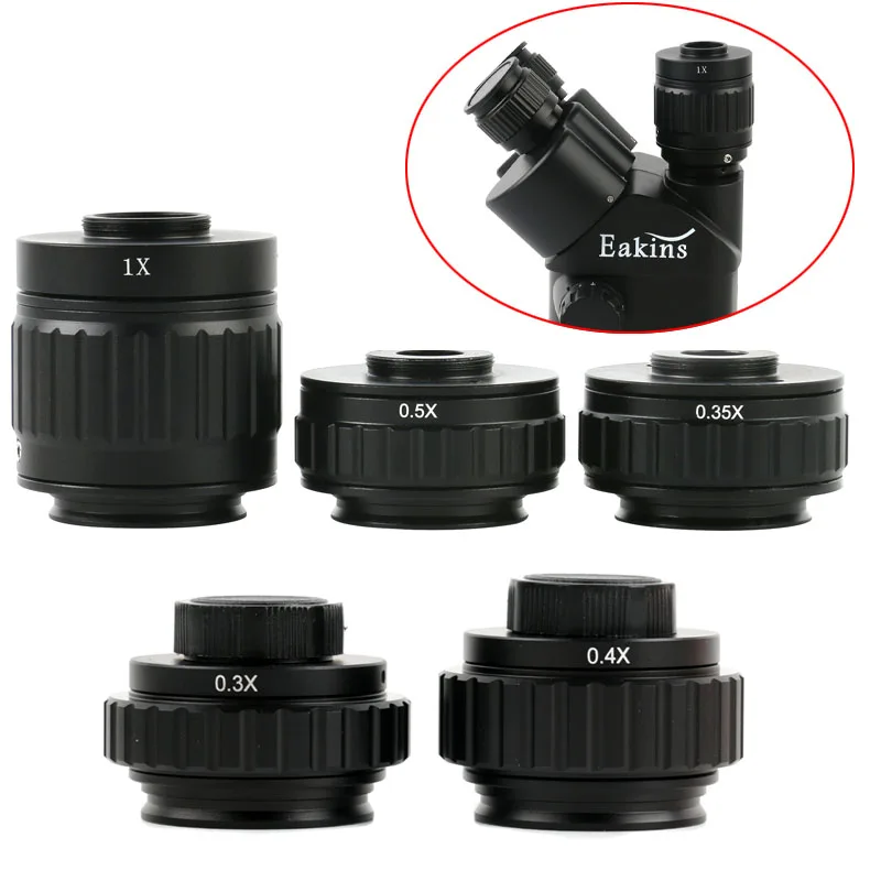 0.35X 0.5X 0.4X 0.3X Adapter Lens 1X Tube Adjustable Focus 38mm To C Mount  Trinocular Stereo Microscope Camera Adapter