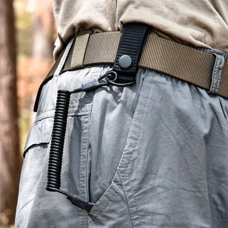 Tactical Retractable Spring Elastic Rope Anti-lost Elastic Lanyard Strap Phone Keychain Portable Fishing Lanyards Outdoor Tool