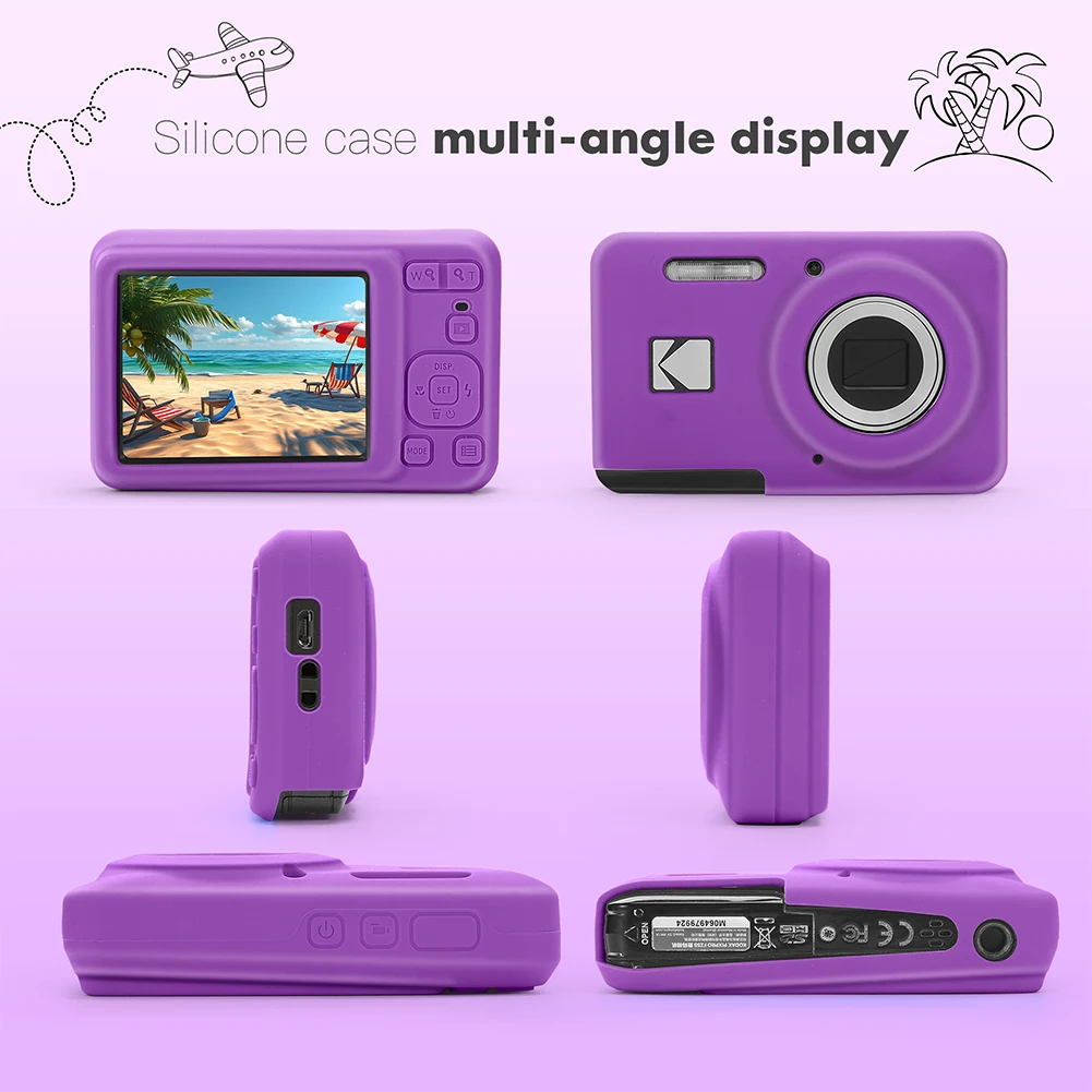 لـ KODAK PIXPRO FZ55 غطاء كاميرا رقمية حافظة واقية من السيليكون الناعم خفيفة الوزن ملحقات الكاميرا مع حبل قصير