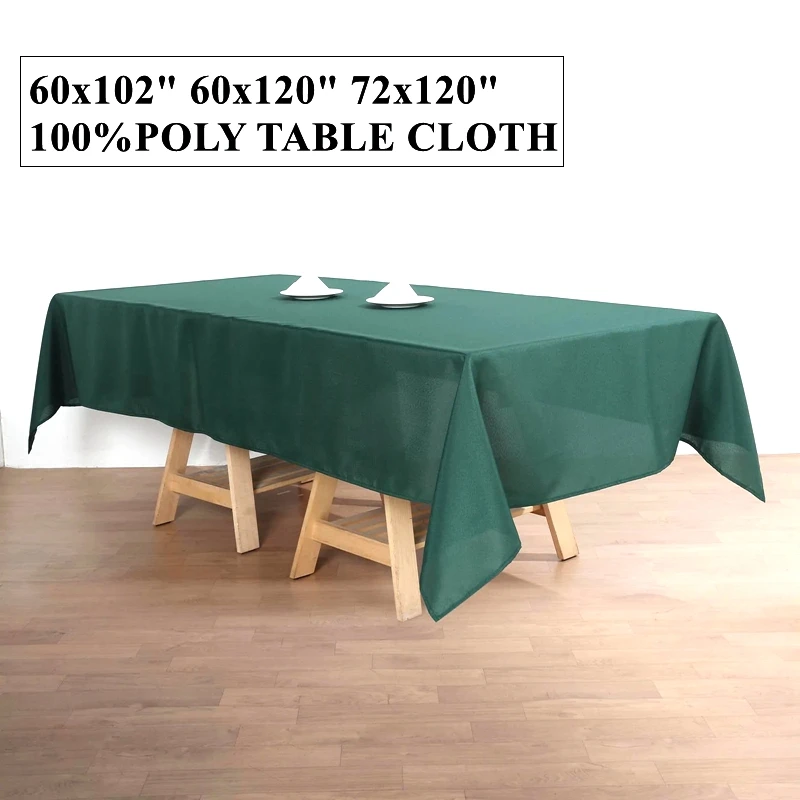 

Deep Green Rectangle Poly Table Cloth Banquet Tablecloth For Wedding Event Christmas Hotel Decoration