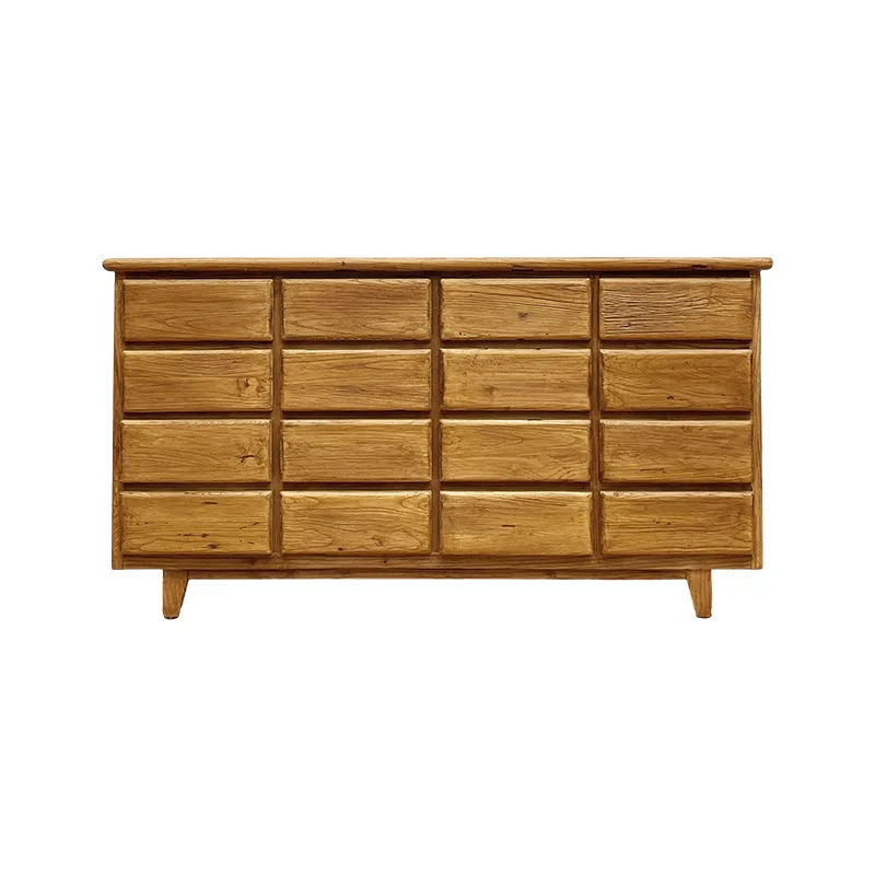 

Wabi Sandy Wind Side Solid Wood Living Room Bucket Cabinet Antique Style Dining Side Old Elm Sofa Side Cream Wind