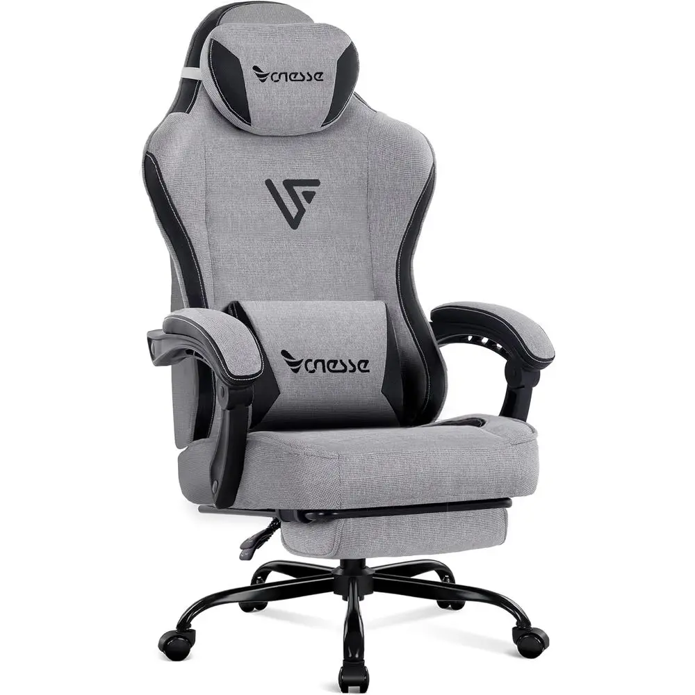 Gray Ergonomic Office Chair with Breathable Mesh, Lumbar Support, and Footrest