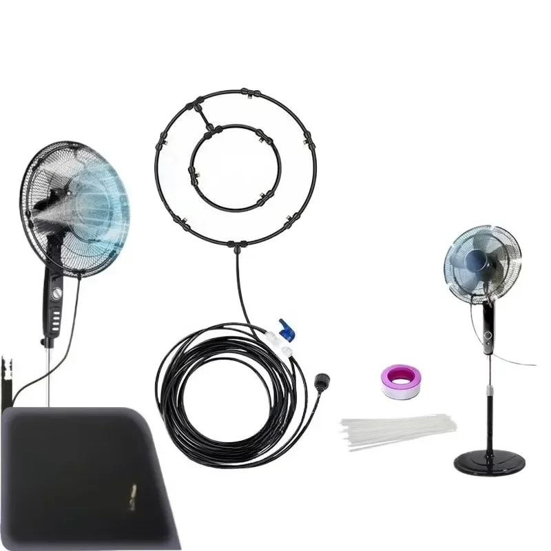 6 Detachable Nozzles Water Mist Sprayer Garden Mist Sprayer Cooling System Portable Outdoor Patio Fan Sprayer Kit with