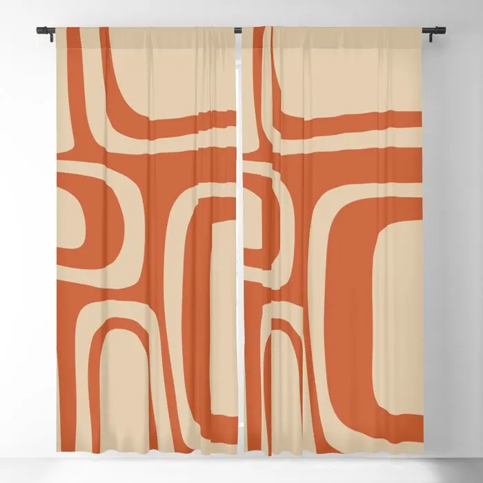 

Vintage Pattern In Beige and Orange Blackout Curtains 3D Print Window Curtains for Bedroom Living Room Decor Window Treatments