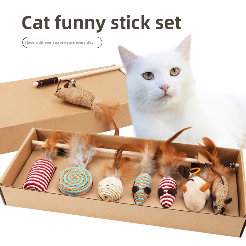 

Pet Supplies Cat Toy Set Cat Teaser 7-piece Set Feather Mouse Cat Toy Supplies