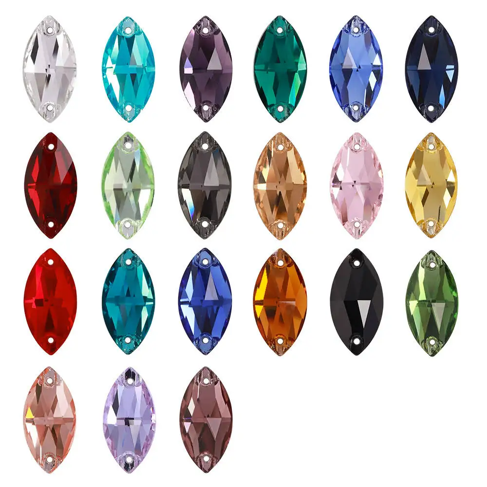 Top Navette Horse Eye Flatback Sew On Rhinestone K9 Glass Crystal Bead Gem Stone For DIY Jewelry Making Sewing On Clothing Shoes