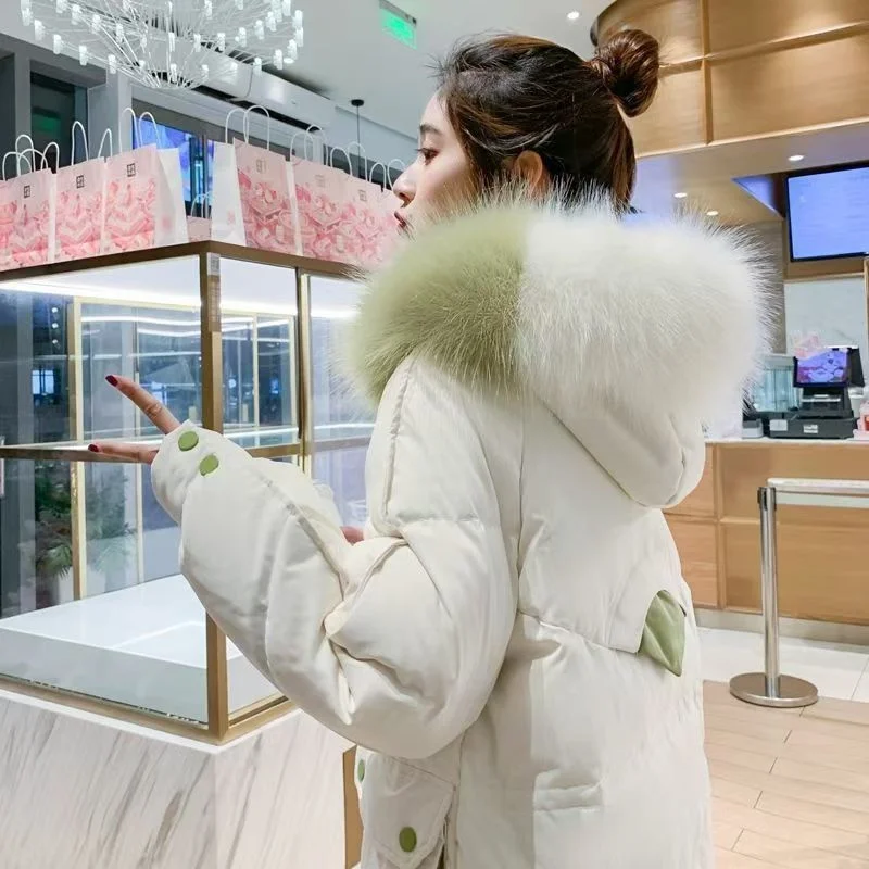 The Eiderdown Cotton-padded Jacket Girls' Long Syle New Winter Clothes Thickened Plus Size Cotton-padded Jacket Korean Jacket