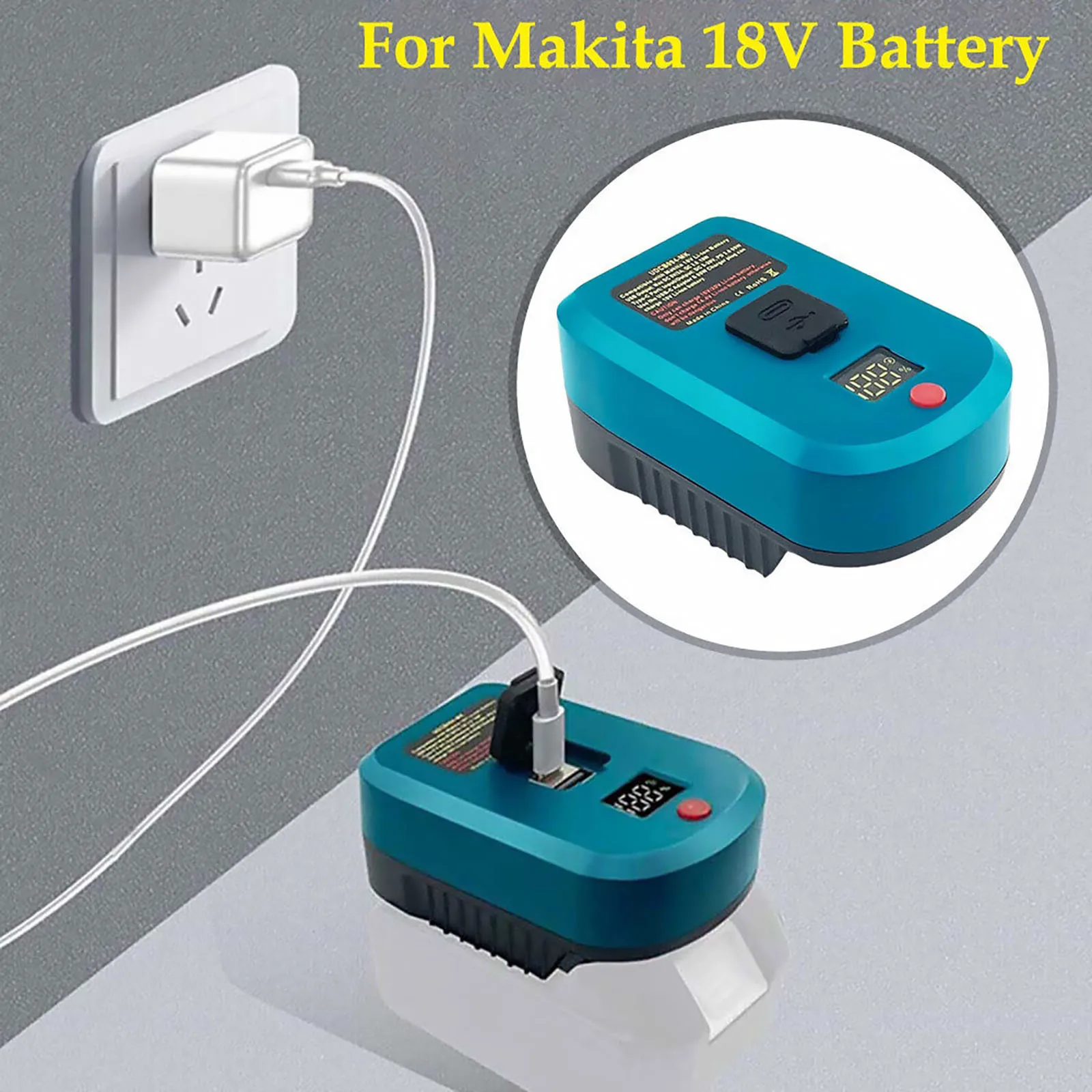 Imagem -02 - Adaptador Rápido de Carregador de Bateria Conversor Usb tipo c pd 3.0 18v Bl1860b Bl1850 Bl1830 Bl1820 Acessórios de Bateria 65w