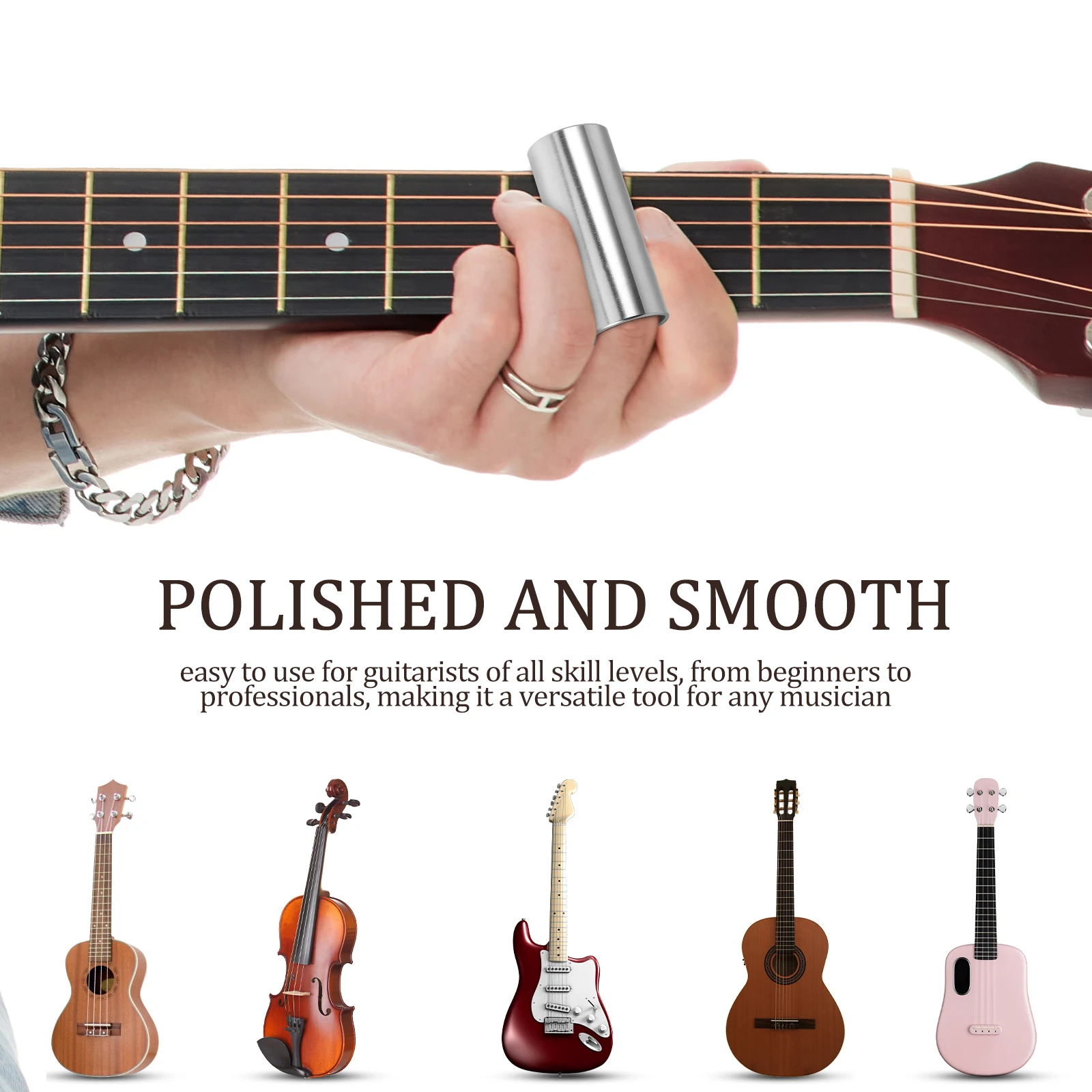 

Guitar Accessories Slide Stick Acoustic Finger Slider for Slides Electric Ring Metal