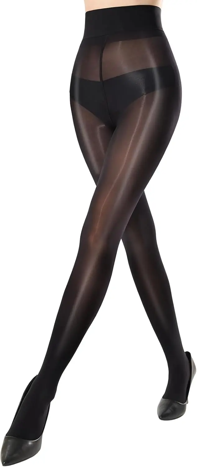 

Women's Shiny Pantyhose Sheer Shimmer Tights High Waist Oil Shimmery Ultra Silky Nylons Pantyhose