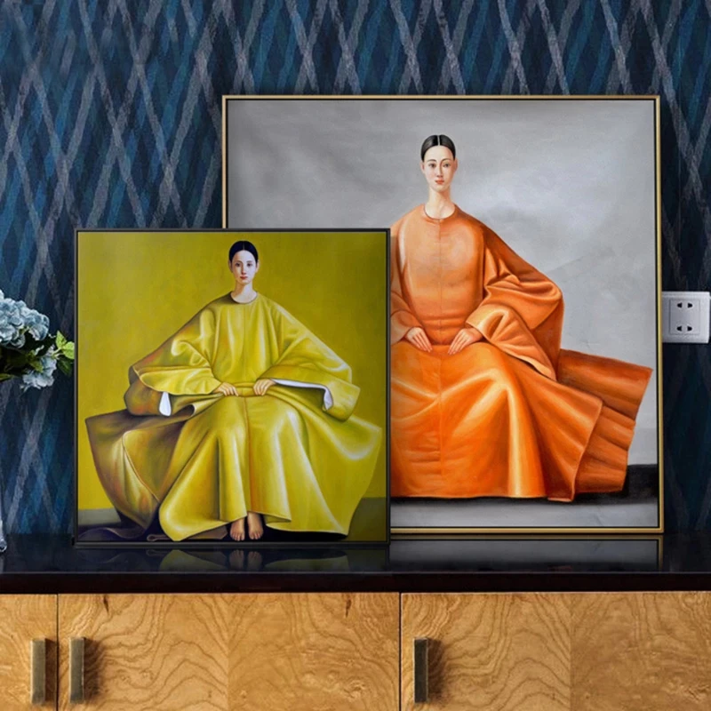 Traditional Splendid Dress Korean Ethnic Oriental Woman Canvas Painting Poster Print Wall Art Picture Living Room Home Decor