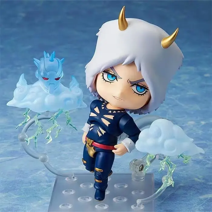 New 10CM Anime JoJo's Bizarre Adventure Weather Report Q Version Joint replaceable Action Figures PVC Model Desk Decor Toy Gifts