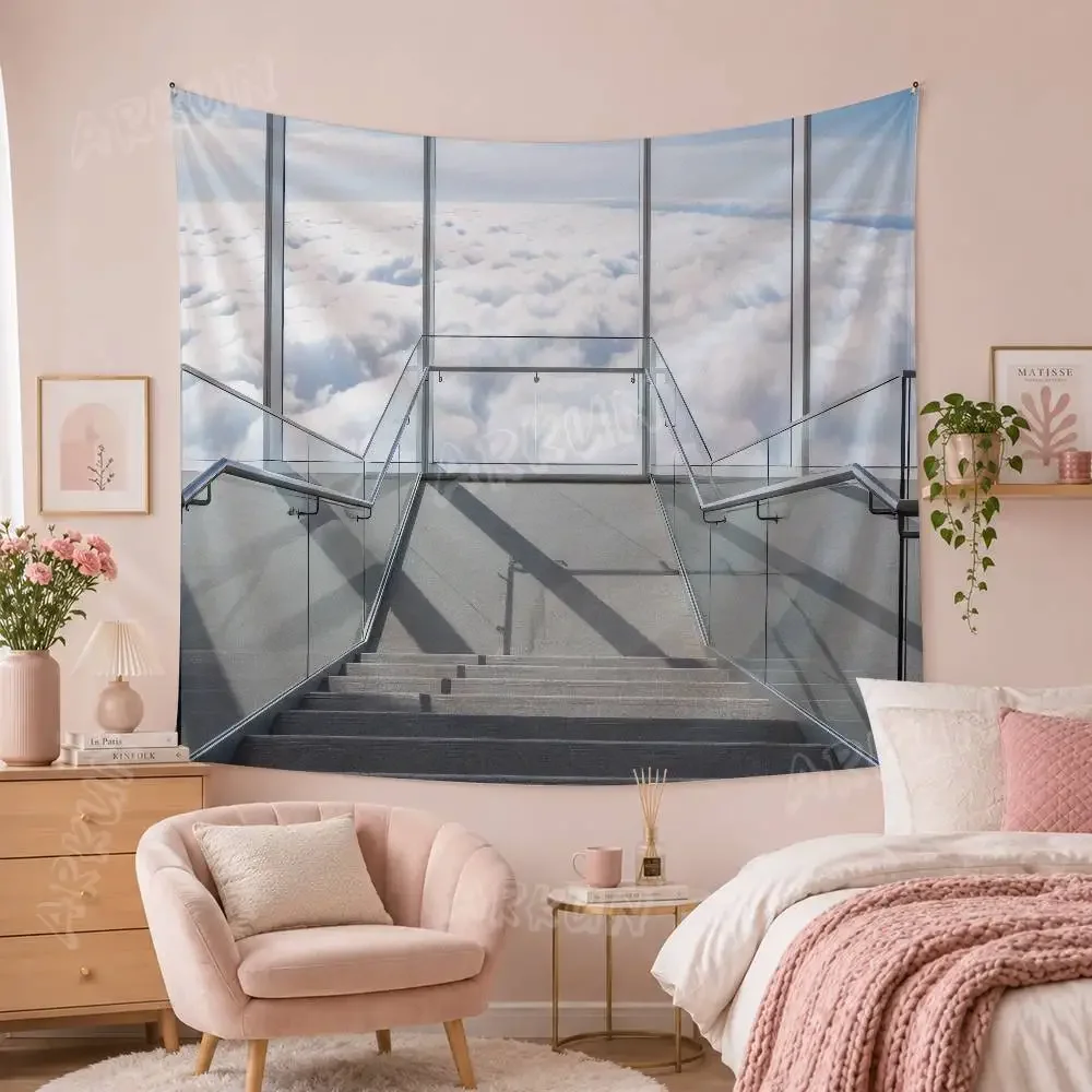 Bright Blue Sky White Cloud Tapestry Dreamcore Aesthetic Nature Landscape Scenic Meadow Sky View Wall Art Bedroom Home Decor